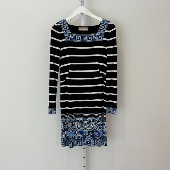 EMILIO PUCCI BLACK WHITE STRIPE DRESS MODEL 51RL85 SIZE IT 42 / US 8 - Picture 1 of 14